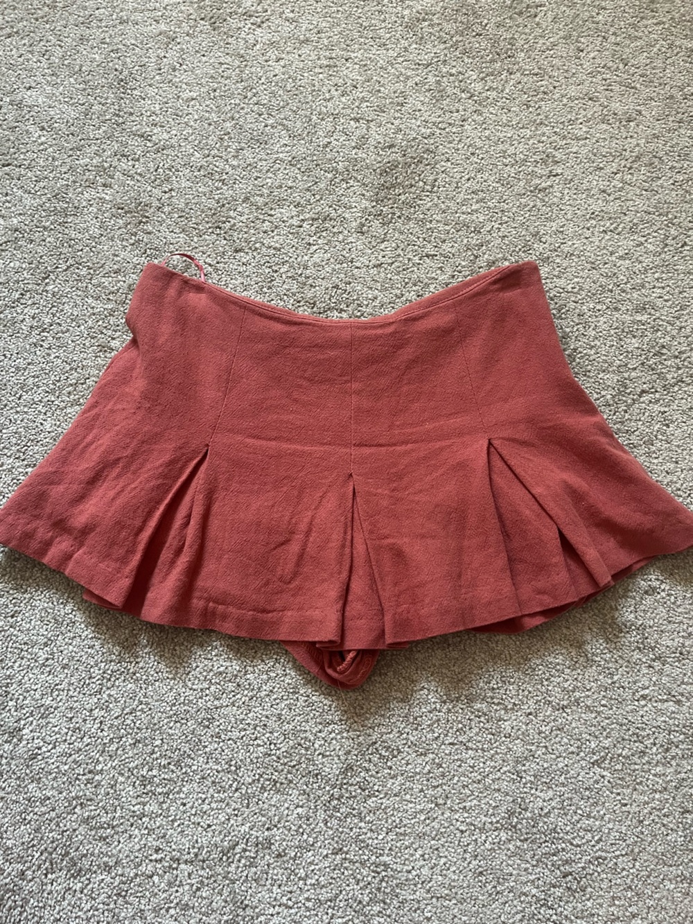 French Connection Rust Red Pleated Micro Skirt